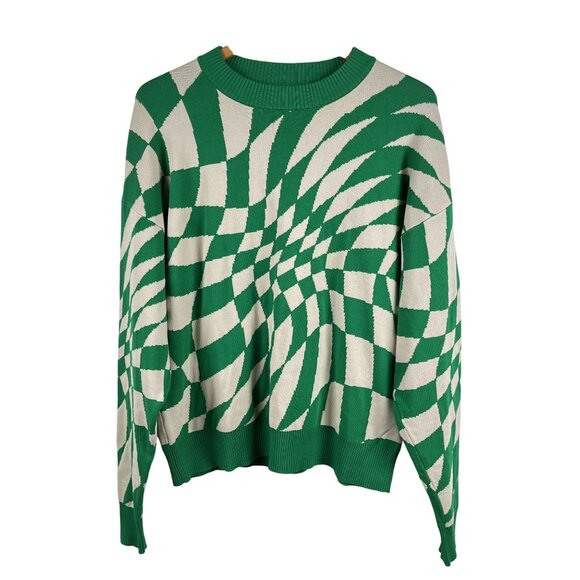 Edikted Green Abstract Sweater Sz Small - Picture 2 of 5